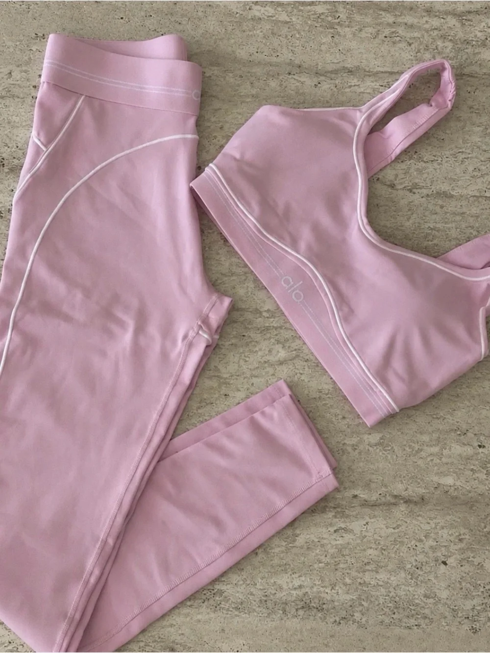 ALO Yoga Pink Seamless Sports Bra & Leggings Set